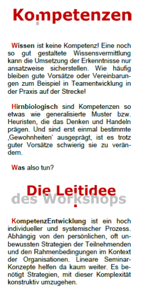 Workshop Kompetenzentwicklung - Innovative Strategien für Didaktik und Personalentwicklung